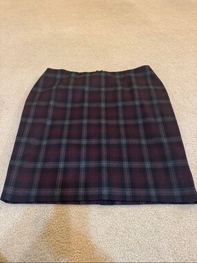 Lane Bryant Burgundy and Gray Plaid Mini Skirt